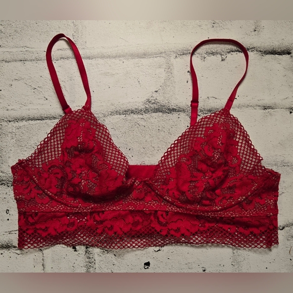 La Senza Red Lace Longline Bralette Underwire Sheer Size M - Picture 3 of 13